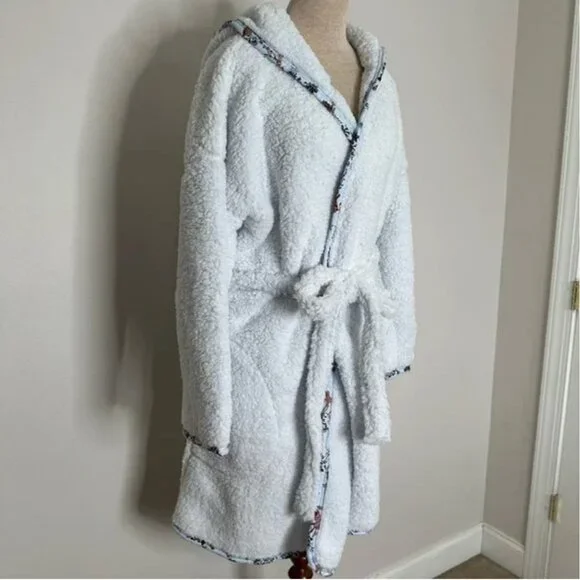 Vera Bradley White Soft Fleece Holiday Robe with Hood Size 2XL/3XL
